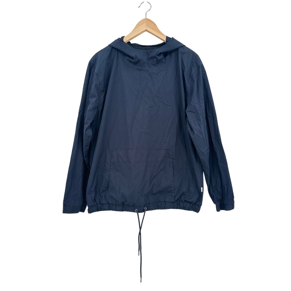 Frank and Oak Mens Medium Blue Hooded Anorak Pullover Jacket Lightweight